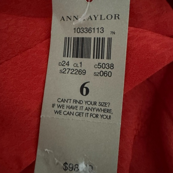 ANN TAYLOR Crimson Red Women’s Blouse Button Up Top Long Sleeve Sz 6 MSRP $98 - Picture 7 of 11